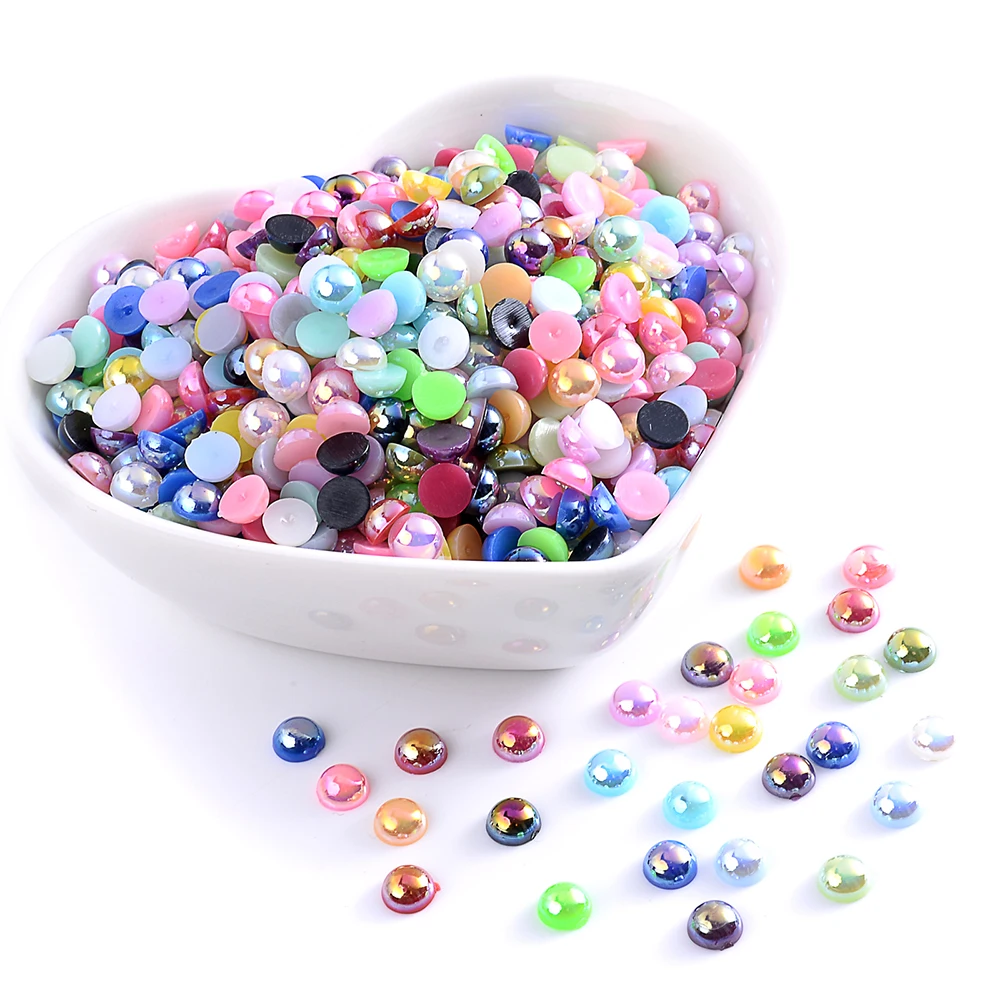 iYOE 1.5-10mm Half Round Shiny Acrylic Beads Imitation Pearl ABS Beads For Making Phone Case Nail Art Decor DIY Scrapbooking