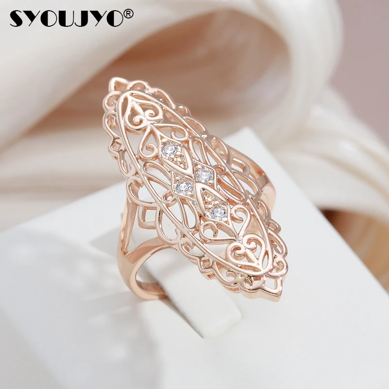SYOUJYO Vintage Big Size 585 Golden Rings For Women Cubic