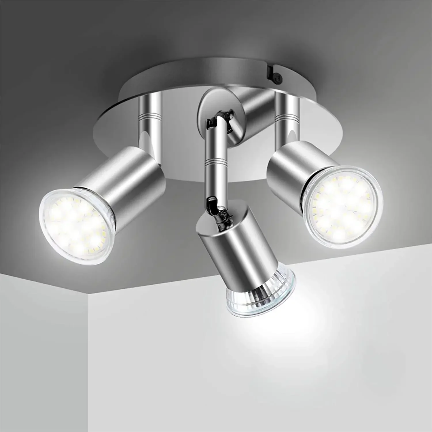 3/4-Light LED Track Lighting Kit – Flush Mount Ceiling Spot Light Fixture For GU10 Bulbs (Matte Finish)