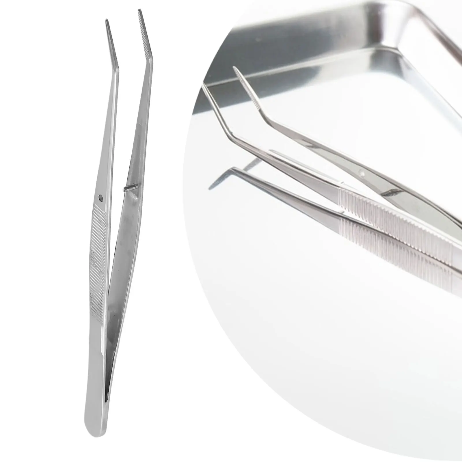 Precision Tweezers Tweezer Tool Stainless Steel With Curved Pointed Nail Art For Picking Rhinestones 15.3cm Medical Dental