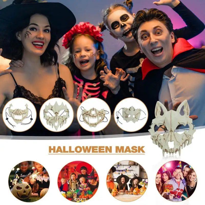 Carnival Purim Dragon God Skeleton Half Face Masks Halloween Animal Skull Party Mask Tigers Dinosaur Wolf Cosplay Party Costume