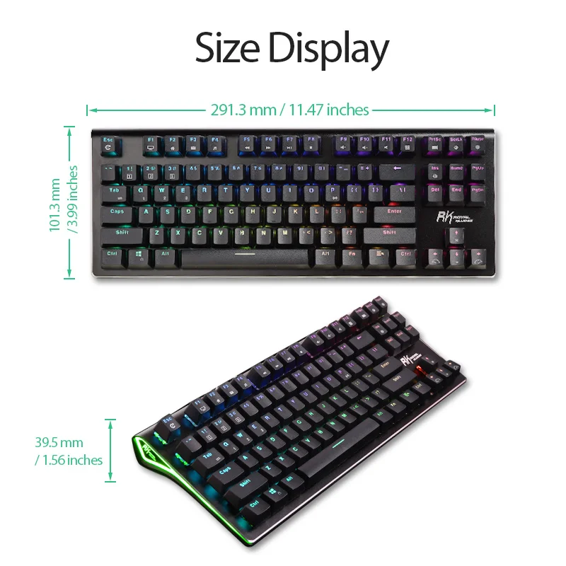 digital keyboard computer RK Royal Kludge Original RKG87 TKL Wireless Mechanical Gaming Keyboard with RGB Backlight 1800mAh Battery Dual Mode Bluetooth touch keyboard for pc