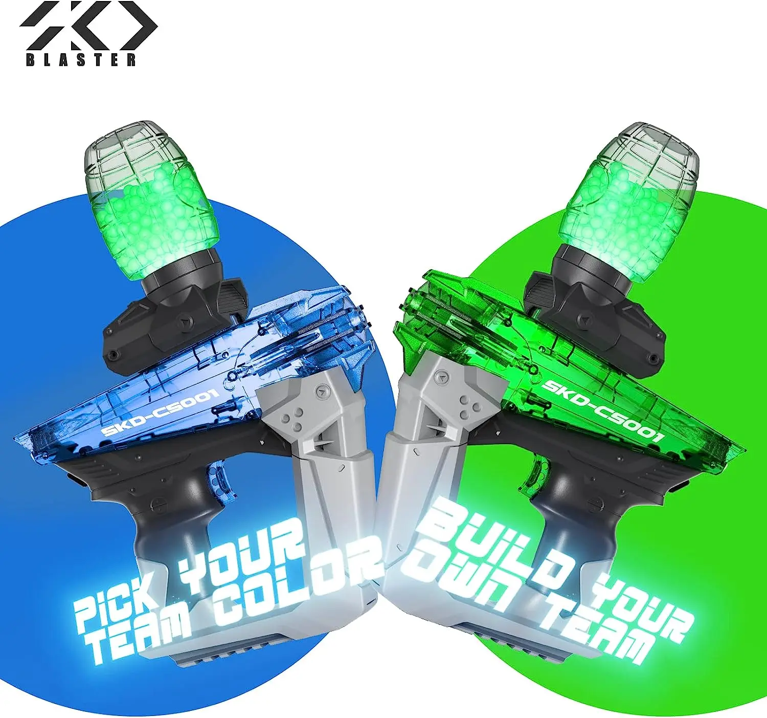 

New Upgrade SKD001 Glow Gel Ball Gun with LED Glow in The Dark Automatic Electric Splatter Ball Gun Outdoor Sport Gel Blaster