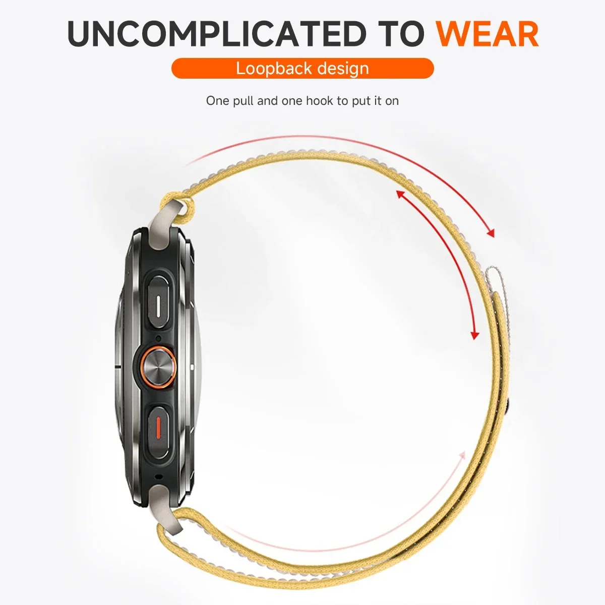 Nylon Trail Loop Strap for 47mm Smartwatch - Gap-Free Design Wristband