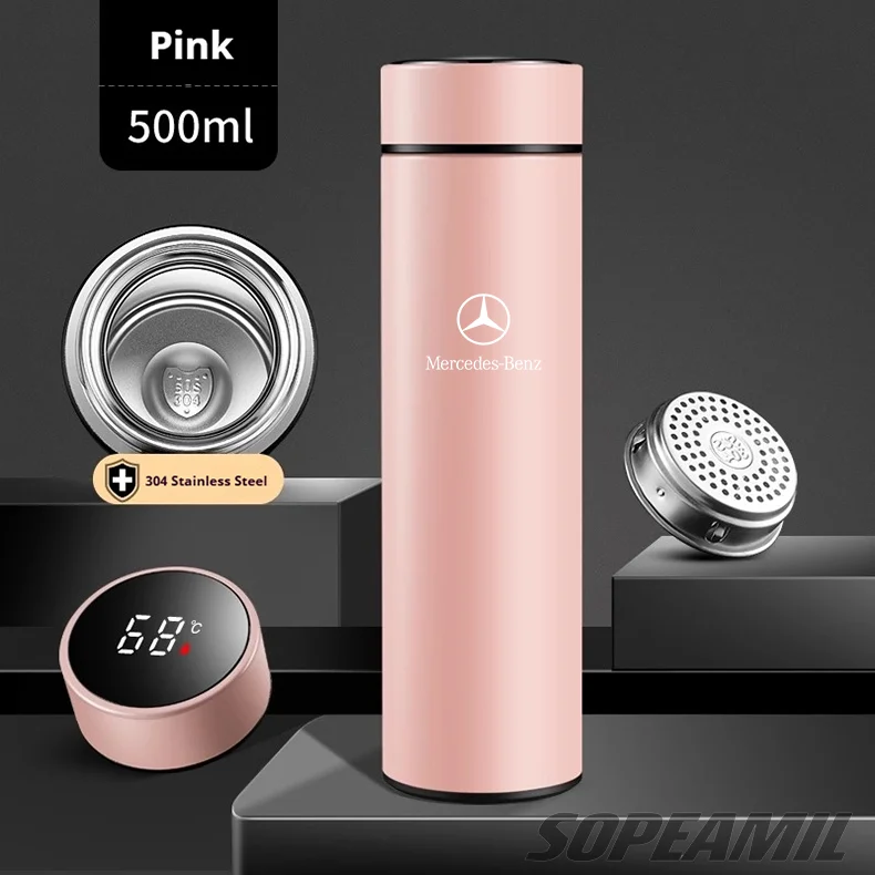 Car Vacuum Cup Thermos Mug Temperature Display Coffee Cup Mercedes-Benz A C E S Class A35 A45 C43 CLA CLS GLA GLC GLK ML SL Vito