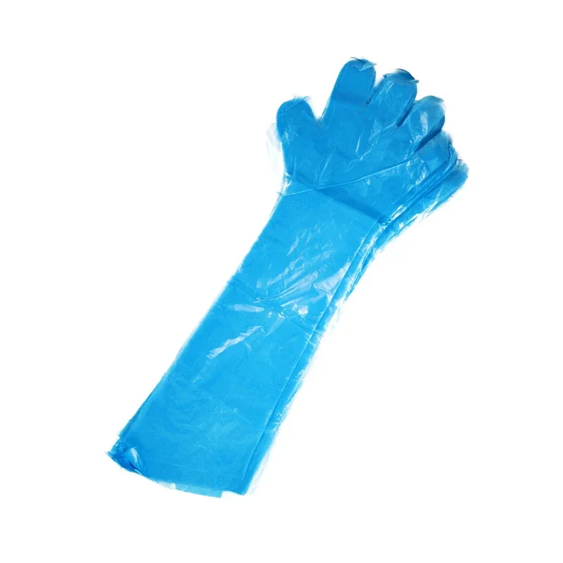 50Pcs Pet Examination Artificial Insemination Breeding Gloves Disposable Soft PE Long Arm Glove Pigs Cattle Sheep Vet Supplies