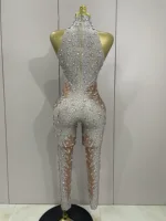 Sexy Sparkly Rhinestones Sleeveless Sheath Jumpsuit Women Celebrate Evening Birthday Party Nightclub Dance Luxury Stage Outfit - Image 3