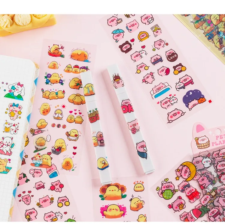 10pcs/package Cartoon Animals Stickers Decorative Scrapbook Diary Background Paper DIY Garbage Magazine Diary Stationery