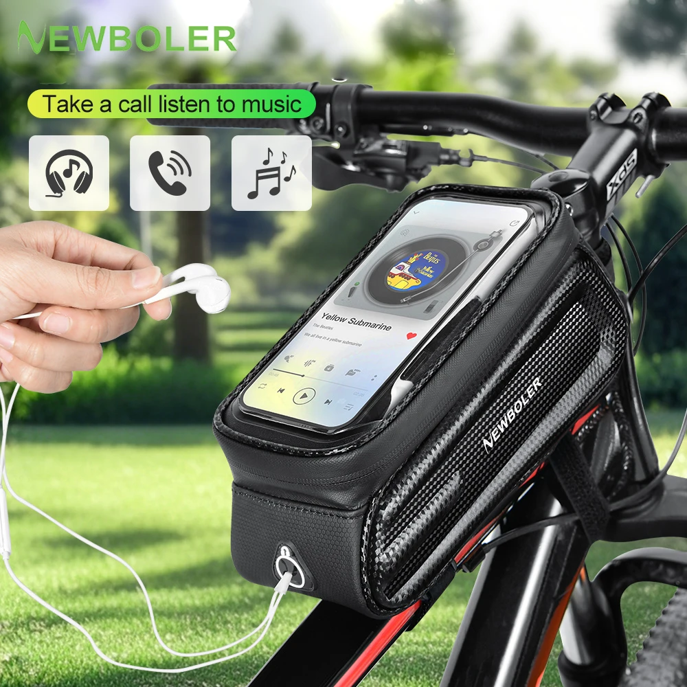 NEWBOLER sac de vélo cyclisme haut avant Tube cadre sac étanche 6.5 pouces coque de téléphone stockage écran tactile vtt vélo de route sac - AliExpress 18