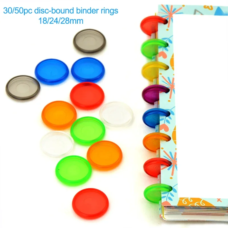 Fromthenon 18/24/28mm Color Clear Mushroom Hole Notebook Disk Ring Disc-bound Binder Rings Scrapbooking Planner Accessories 4