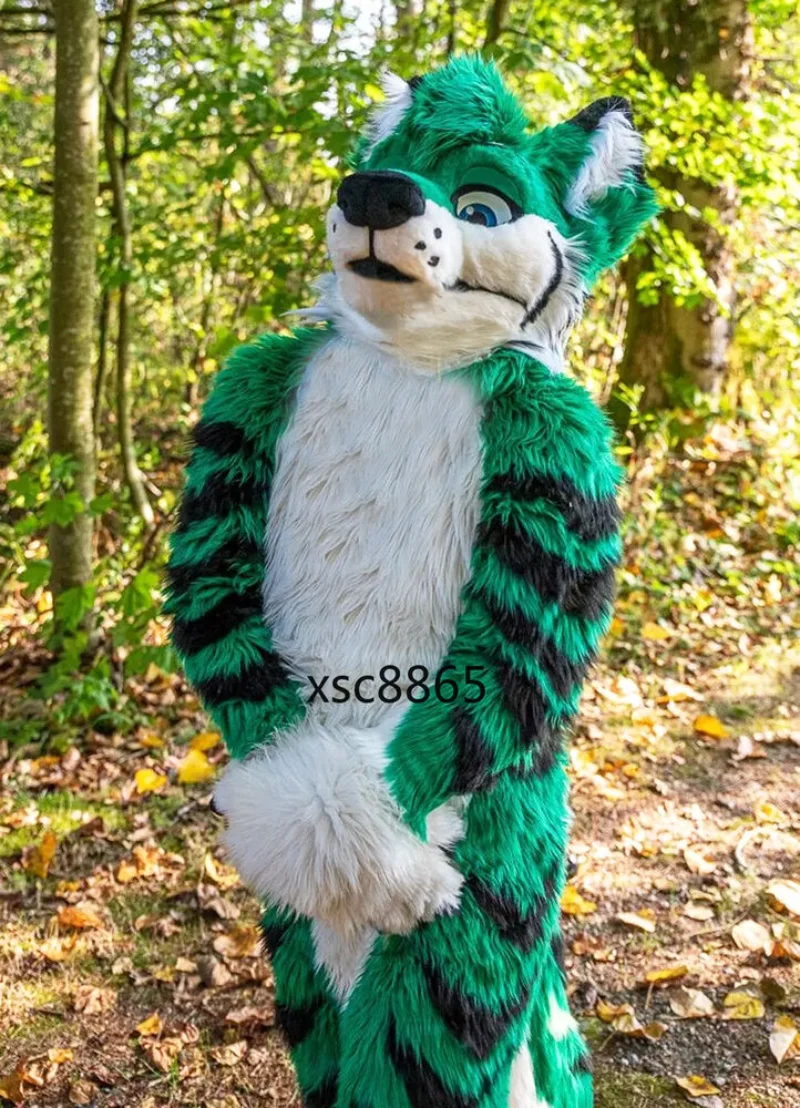 

Long Fur Husky Dog Fox Mascot Costume Fursuit Halloween Suit Cosplay Outwear