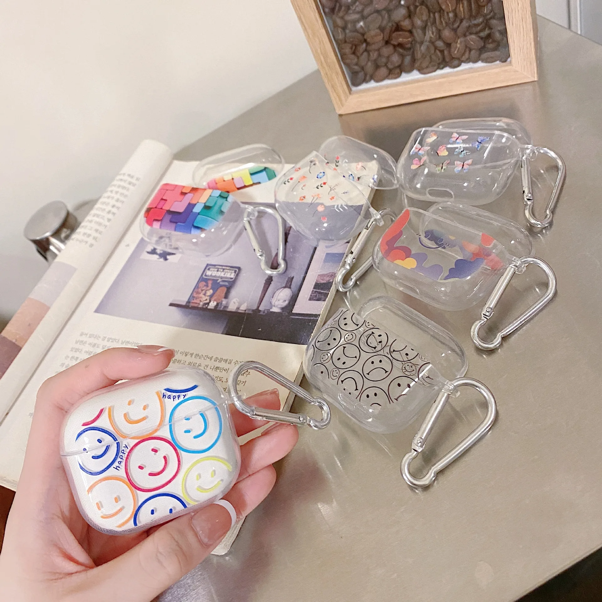 Cover Per Airpods 3 2 1 Custodia Clear Cute Smiley Airpods Pro Soft Silicone Air Pods 2 Protector Con Portachiavi Per Airpods 3 Custodie