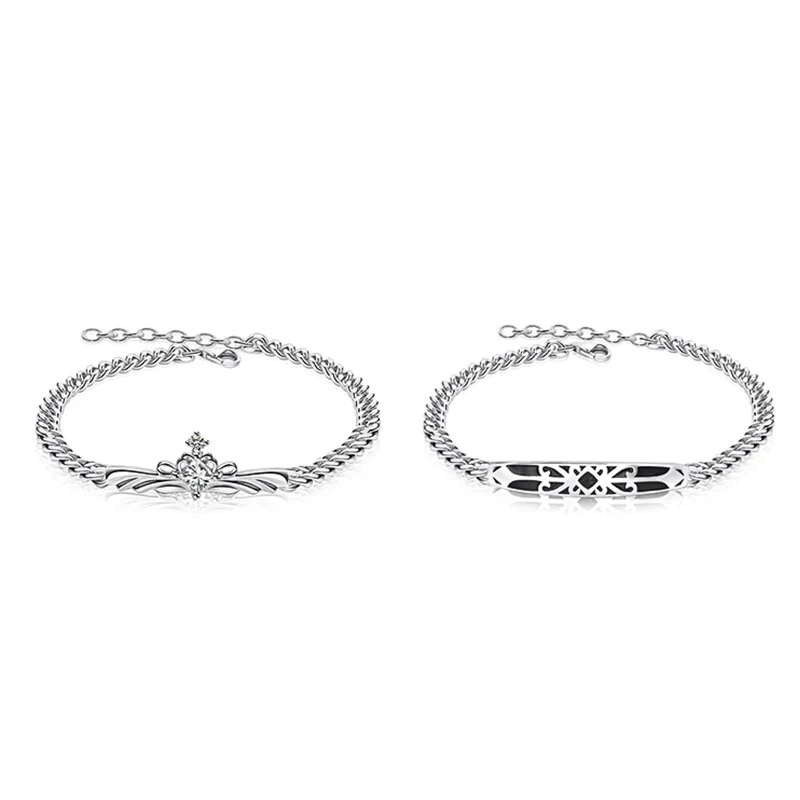 

Original 925 Silver Bracelets Couple Gifts Luxury Lover Jewelry Sets Princess Woman Accessories Men Knight Retro Hand Chains