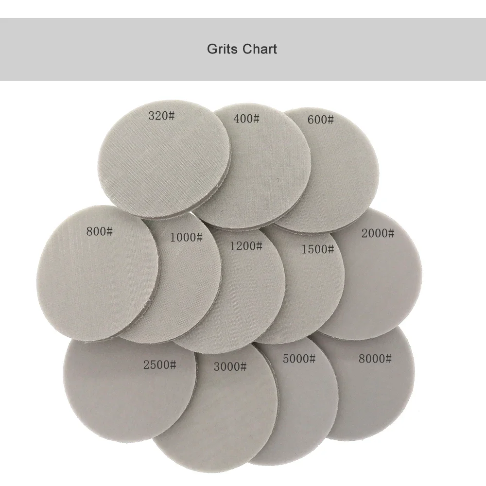 5 Inch 125mm Sponge Sanding Disc Sandpaper Hook Loop Wet Dry 320-8000 Grits for Car Phone Jewelry Polishing & Grinding