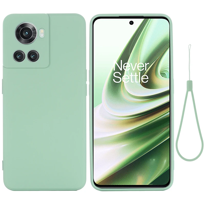 

For OnePlus 10R Case 5G Soft Premium Liquid Silicone Case with Flocking inside For OnePlus ACE Cover with Strap