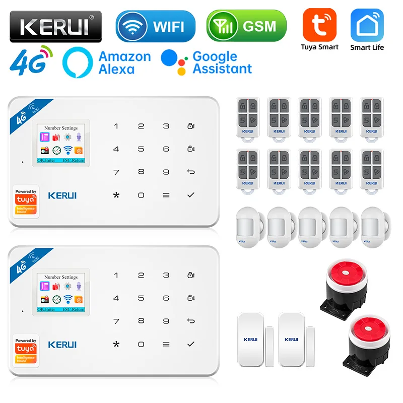 KERUI W184 4G WIFI GSM Alarm System Kit Wireless Tuya Smart APP Security Alarm Protection Motion Sensor Burglar Support Alexa