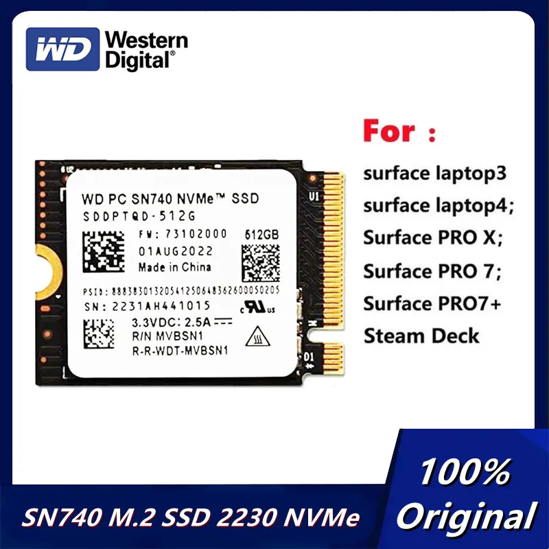 Western Digital WD SN740 2TB 1TB 512GB 256GB M.2 2230 SSD NVMe PCIe Gen 4x4  SSD for Microsoft Surface ProX Surface Laptop 3