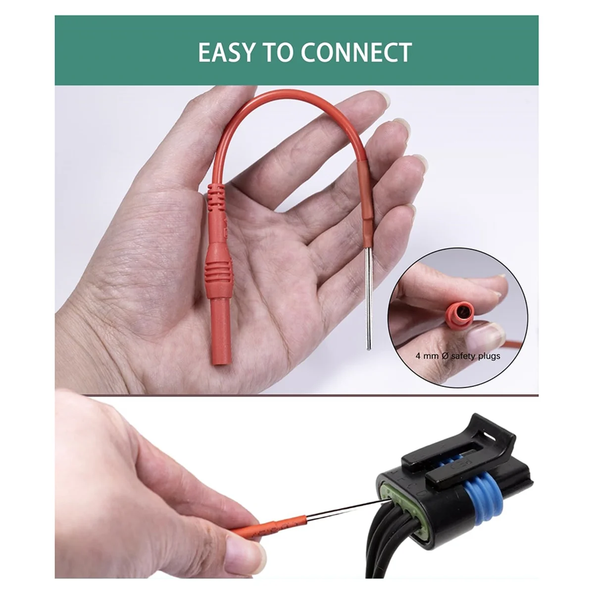 2 PCS Flexible Spoon Back Probes Back Probe Pins Automotive Compatible with 4mm Banana Plug Test Leads