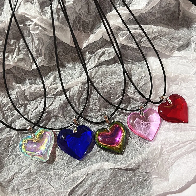 Gemini Jewels Glass Heart Necklace Pendant Mimi Glass Heart