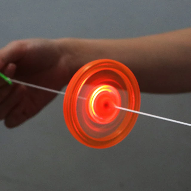 Plastic Luminous Hand Pull Rope Flywheel Flashing Glowing In The Dark Led Lighting Up Kids Toys for Children Flying Novelty Ball 3