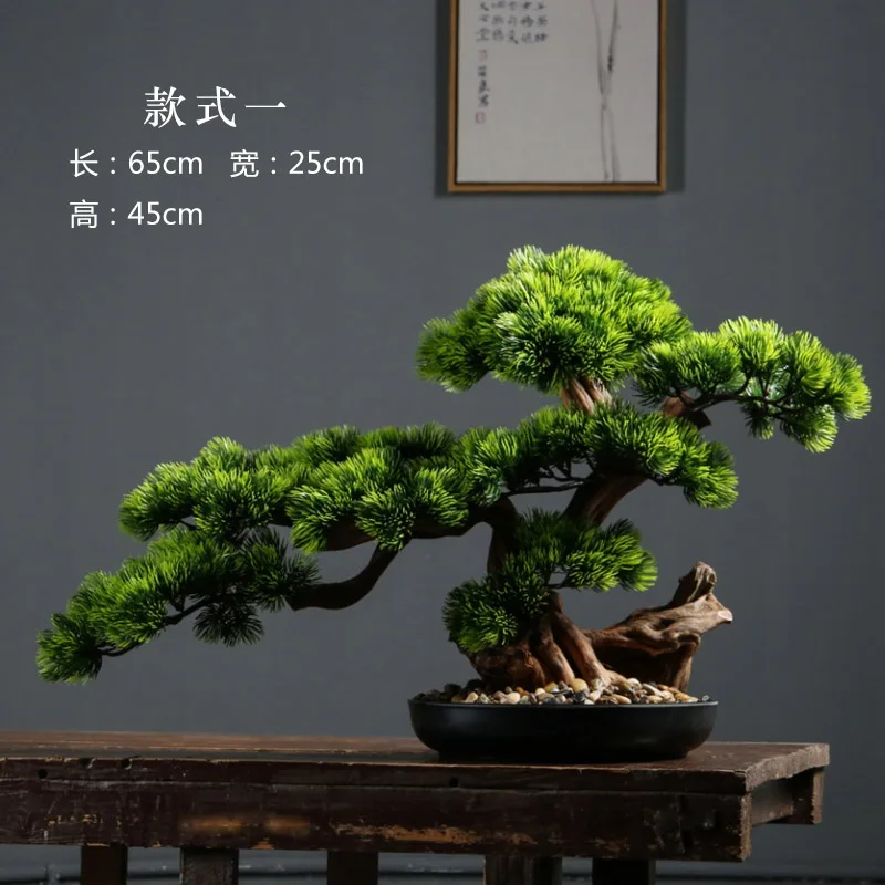 

simulation Green plants Guest-Greeting Pine bonsai Zen Garden New Chinese style Dead wood home decoration accessories