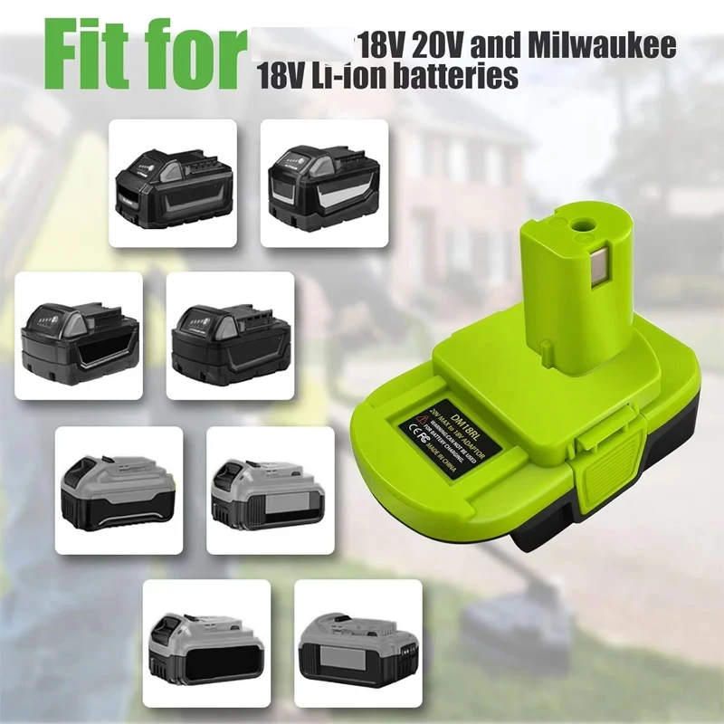배터리 변환기 어댑터 DM18RL USB DM20ROB 포함 RYOBI용 DEWALT 20V/Milwaukee용 18V 배터리 어댑터 액세서리 변환
