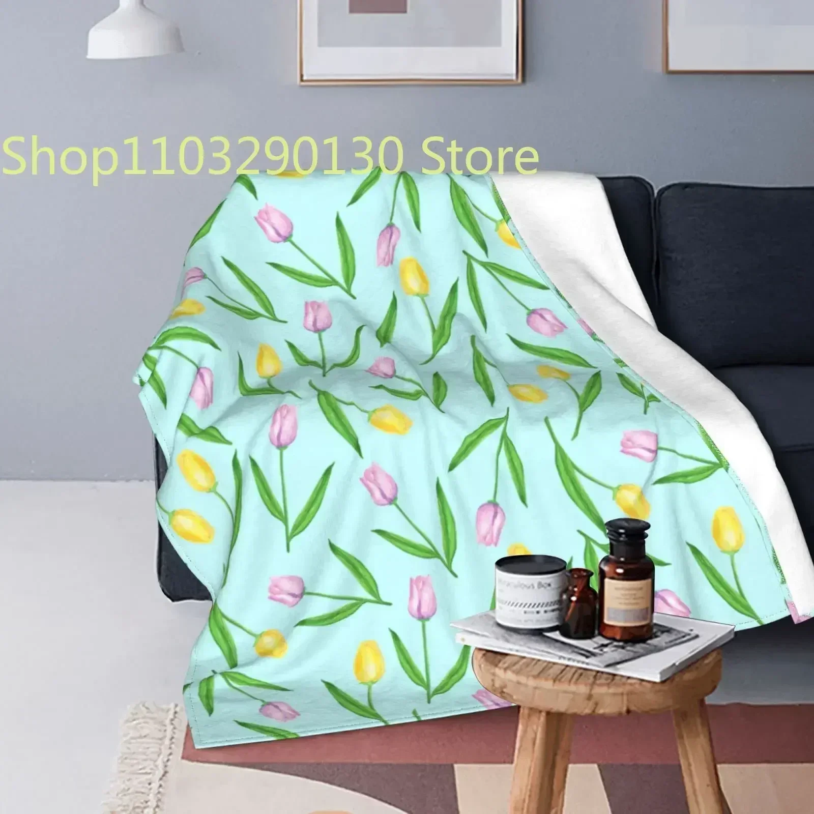 

Tulip Beautiful Flower Throw Blanket Blanket Flannel Bed Blanket Lightweight Soft for Bedding Couch Travelling Camping King Size