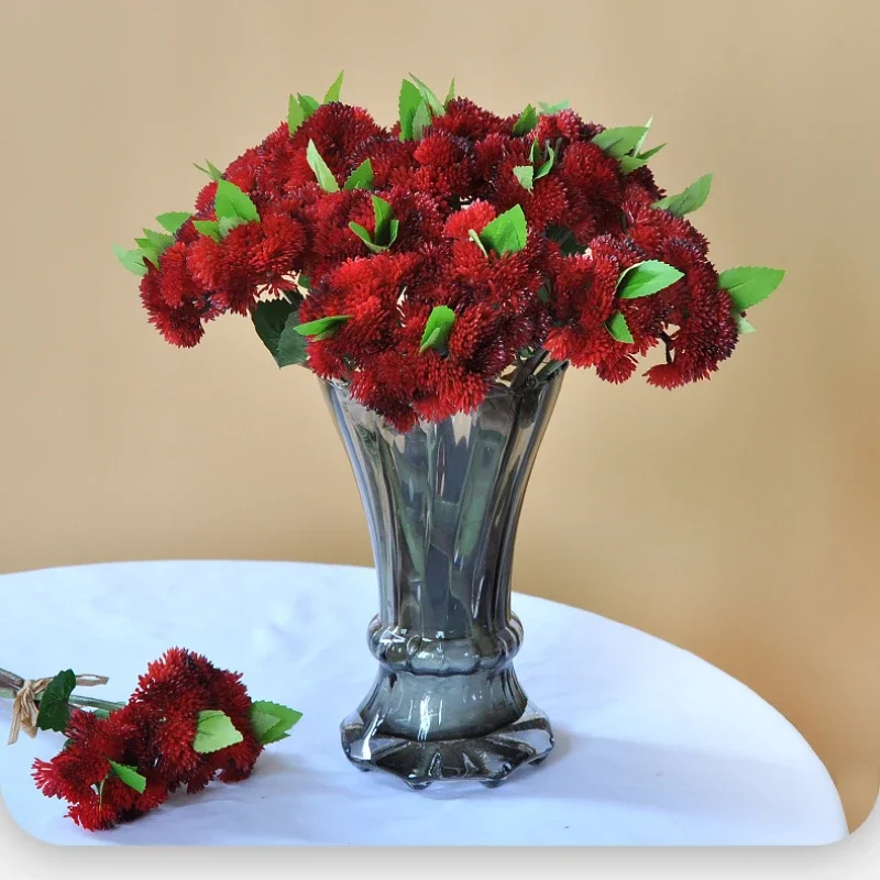 

29CM Decorative Artificial Flowers with 3 Embroidered Balls Soft-Touch Greenery Plants for Home Décor