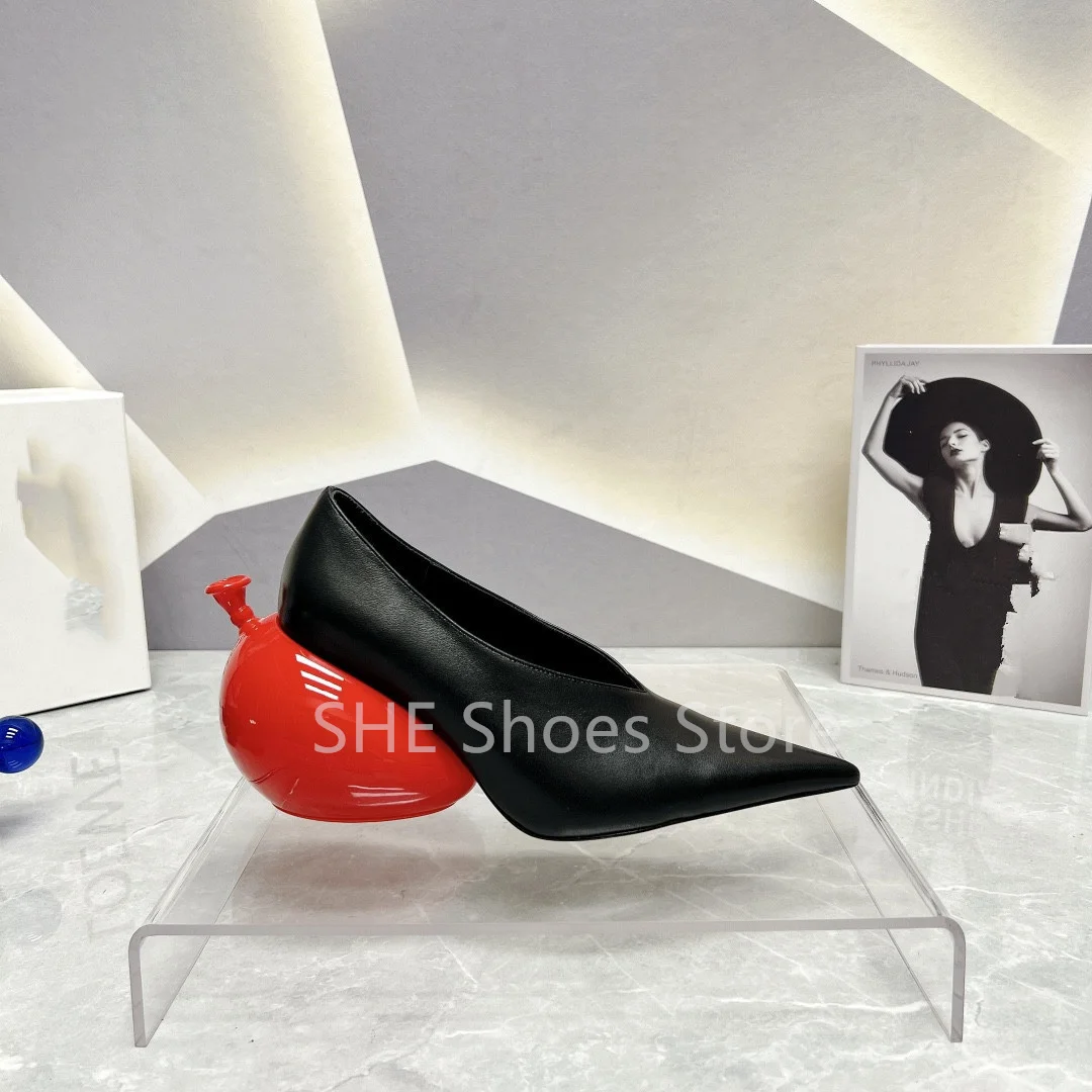 

Balloon Strange Heel Pumps for Women Sexy Pointed Toe Hight Heel Shallow Sandals Summer Breathable Ladies Party Dress Shoes