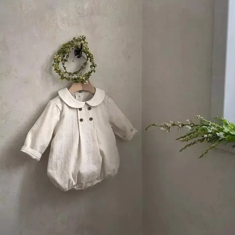 Autumn Linen Baby Rompers for Newborn Girls