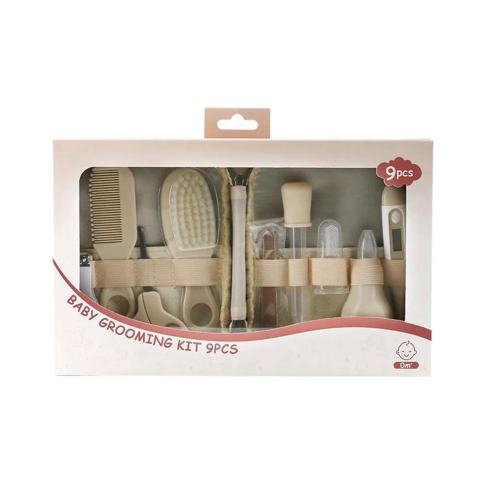 Kit per la Cura del Neonato 9 Pezzi con Tagliaunghie, Spazzola per Capelli, Pettine, Termometro, Set Essenziale per l'Igiene del Bambino, Kit da Viaggio - immagine 6