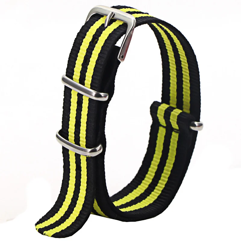 Nylon Army Sports Watch Strap – Black Adjustable Belt with Buckle
