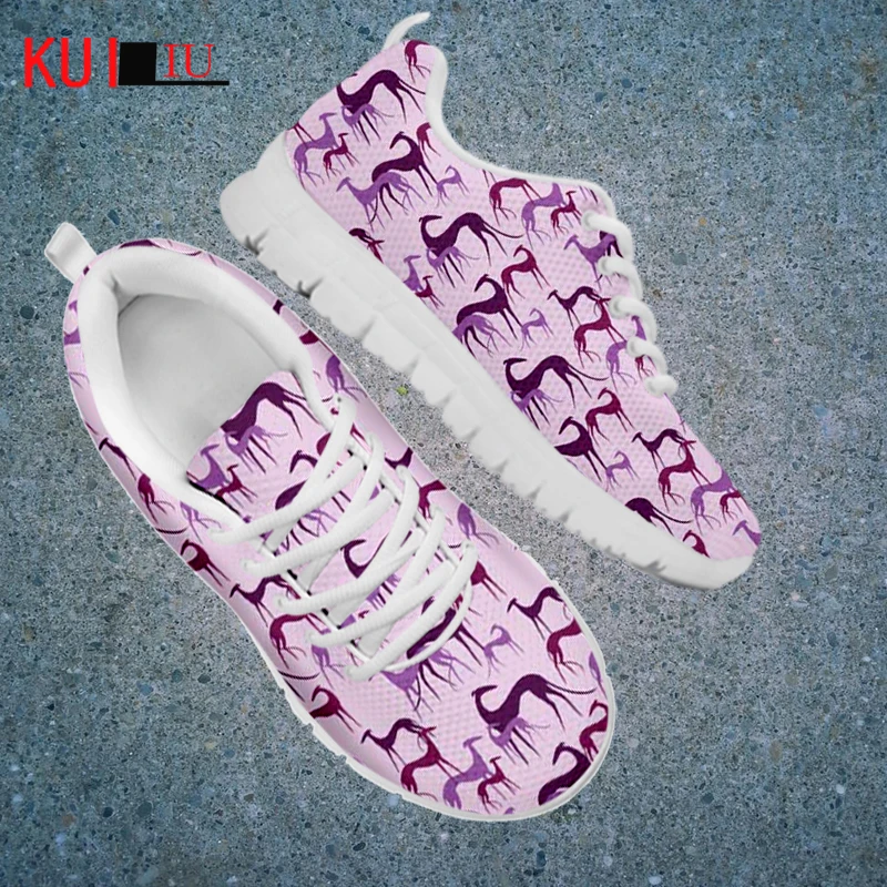 

KUILIU Fashion Shoes Comfortable Women's Air Mesh Sneakers Cute Greyhound Lightweight Lady Hiking Sports Shoes Dropshipping