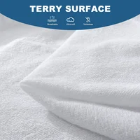 1pc Soft Terry Cloth Waterproof Elastic Fitted Sheet, Breathable Terry Mattress Protector Knitted Bed Cover with Deep Pocket 2