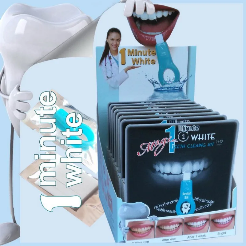 Teeth Whitening Kit Yellow Black Teeth Brighten 1 Holder + 10 Strips Deep Cleaning Oral Hygiene Coffee Tea Stains Removal Tool