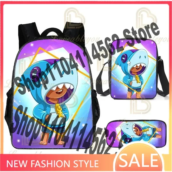 Anime Figure Backpack Bag Set Boys Schoolbags Kid Bookbag Student Pencil Case Back To School