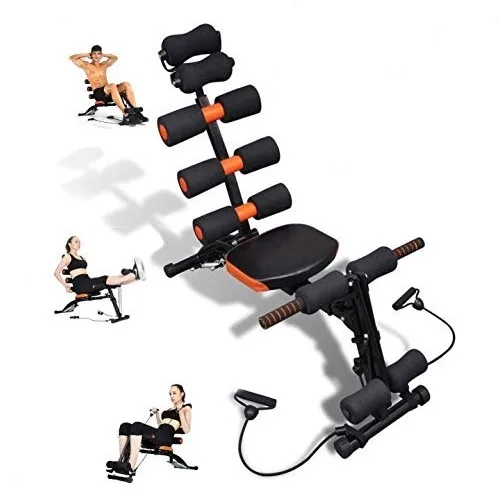 6 In 1 Abdominal Roller Wheel Exercise Equipment Abdominal Trainer Bench Adjustable Workout Machine
