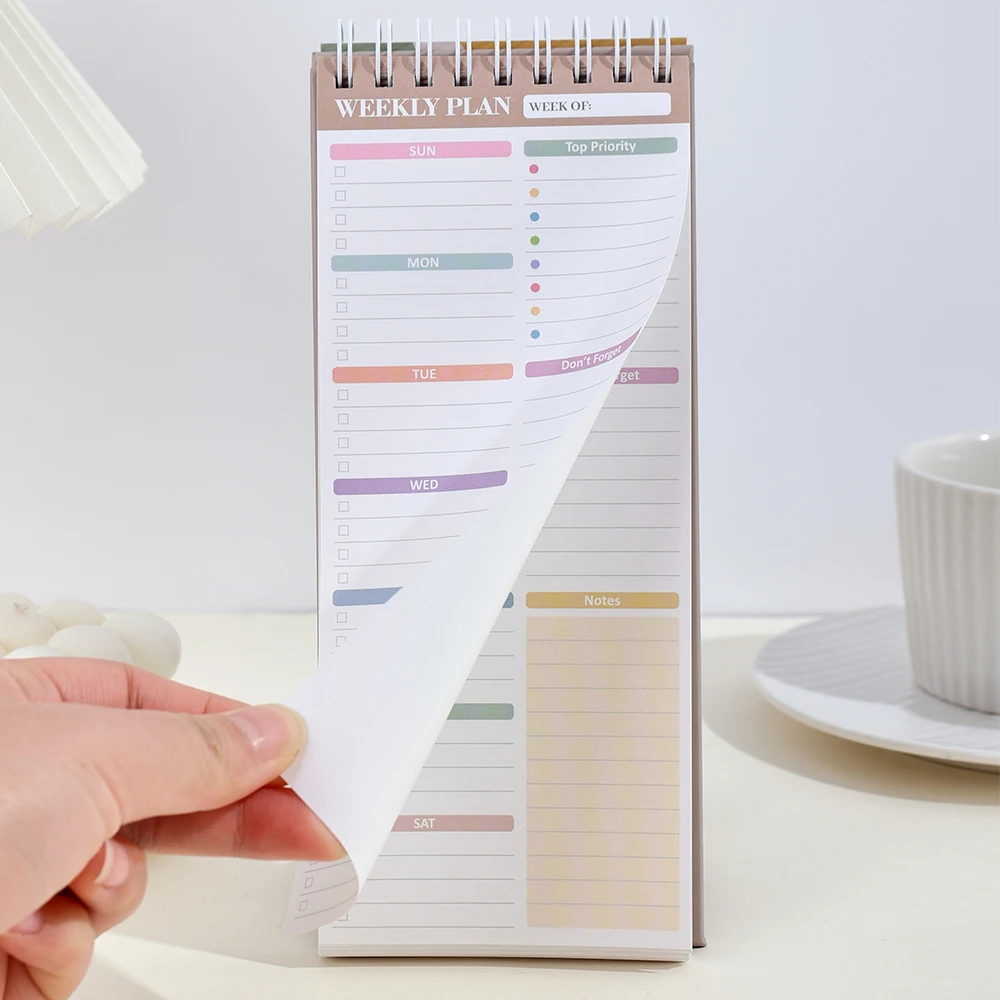 Undated Vertical Weekly Planner with Priority Notes Sections for Effective Time Management