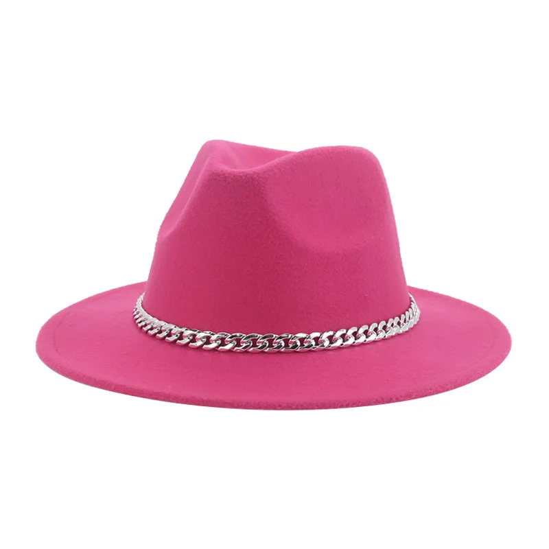 Fedoras Hats for Women Men Felt Accessories Silver Chain Winter Women Hat Luxury Fashionable Panama Men Hat Sombreros De Mujer fedora cap Fedoras