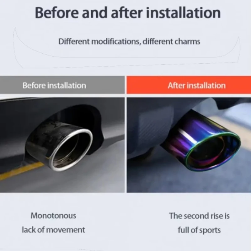 Exhaust Pipe Tip Universal Car Exhaust Pipe Car Rear Modification Parts Black Stainless Steel Exhaust Tip Tail Pipe Throat Liner Accessories