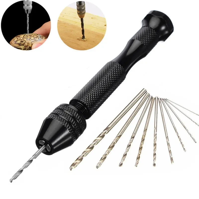 Mini Micro Woodworking Tools Drilling Rotary Manual Twist Drill Bit Aluminum Alloy Hand Drill for Jewelry Tools Drill Bit Sets