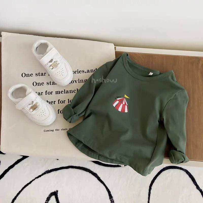 Fashion Boutique Children's Wear Tops Long Sleeve Tees Printed Baby Boys O-neck Pullover Blouse Kids Clothing Autumn Base Shirt 6