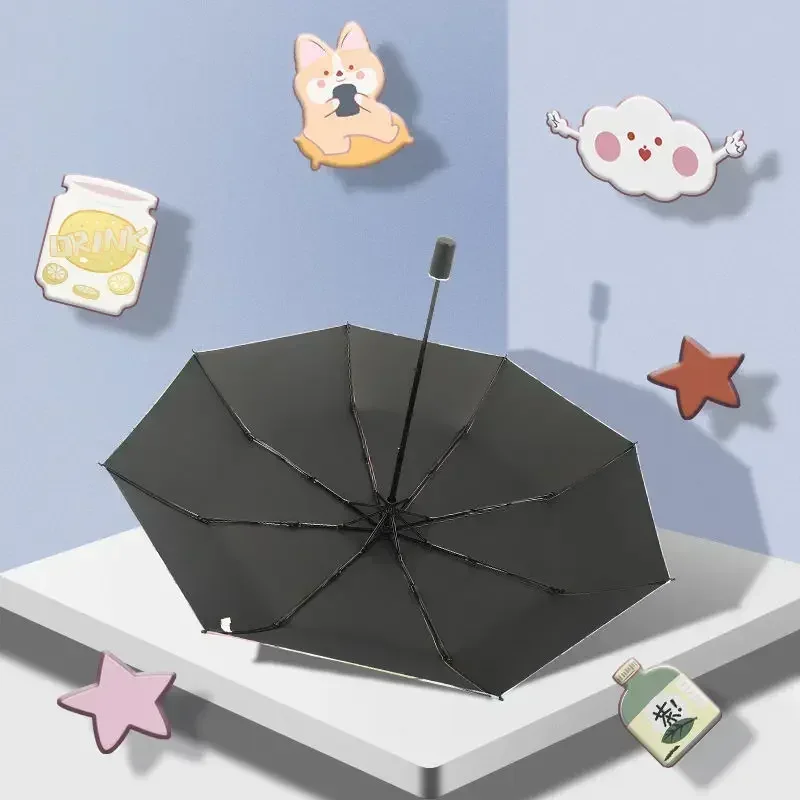 Portable Sunscreen Umbrella Sunscreen Automatic Folding Sun Umbrella Dual-purpose Men's New Sun Women's Black Rubber