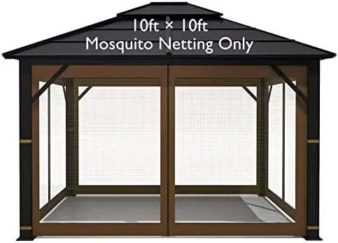 

Replacement Mosquito Netting - Outdoor 10'x12' Gazebo 4-Panel Screen Walls with Zipper (Khaki) Bed curtain Indoor bed tent Bug