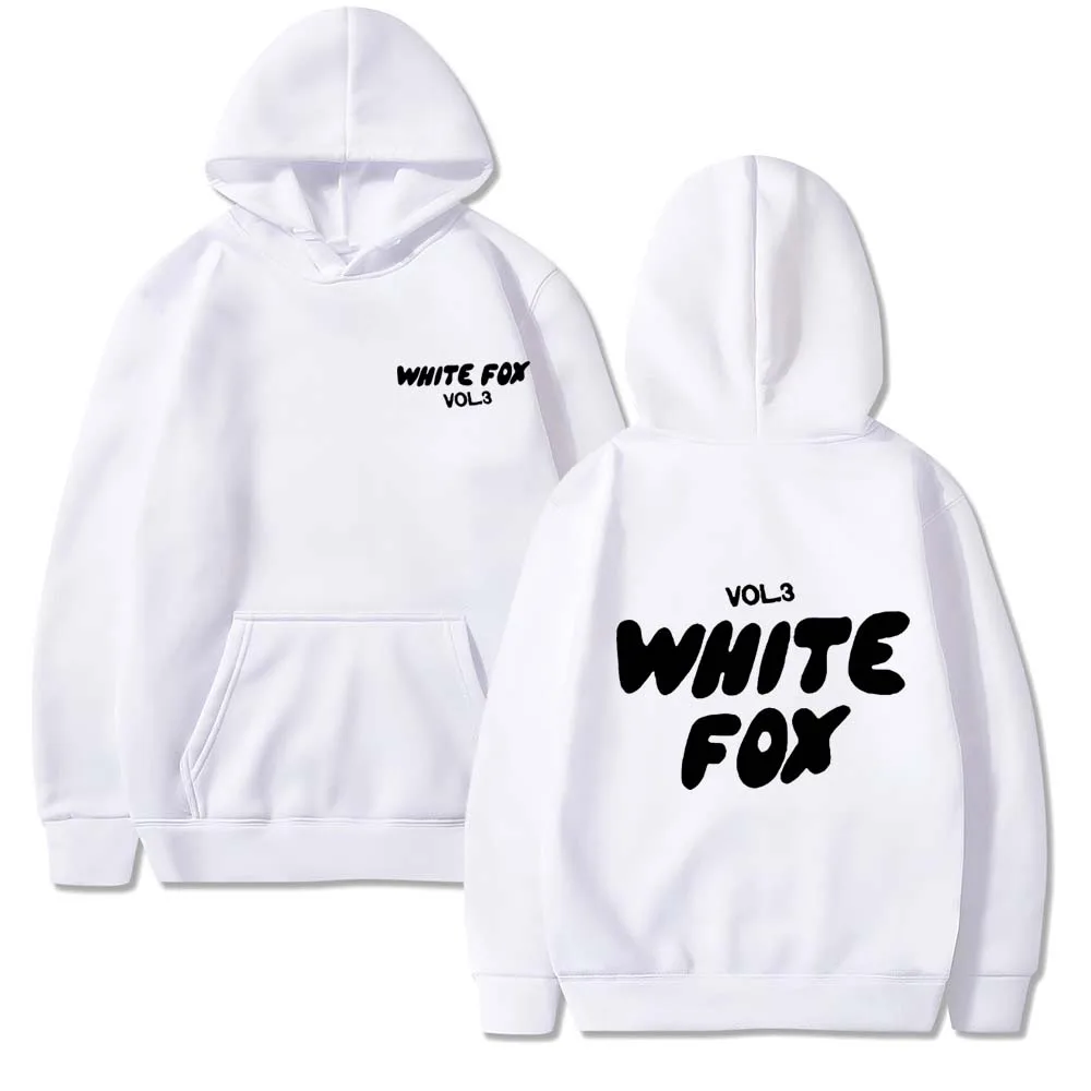 White Fox women's hoodie, loose fitting hoodie, thick wool, letter print, 2024