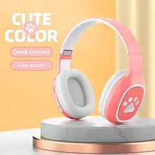 

Wireless Headset Cute Foldable Supporting TF Card Bluetooth-compatible Desktop Headset with Microphone for Gaming
