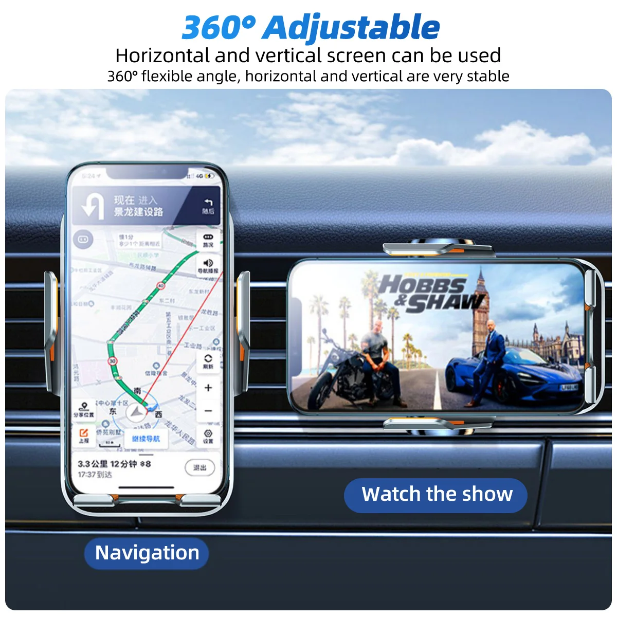 Wireless Car Charger Stand Clear Auto Car Phone Holder Mount For iPhone 11 12 13 14 Samsung Infrared Fast Charging Station