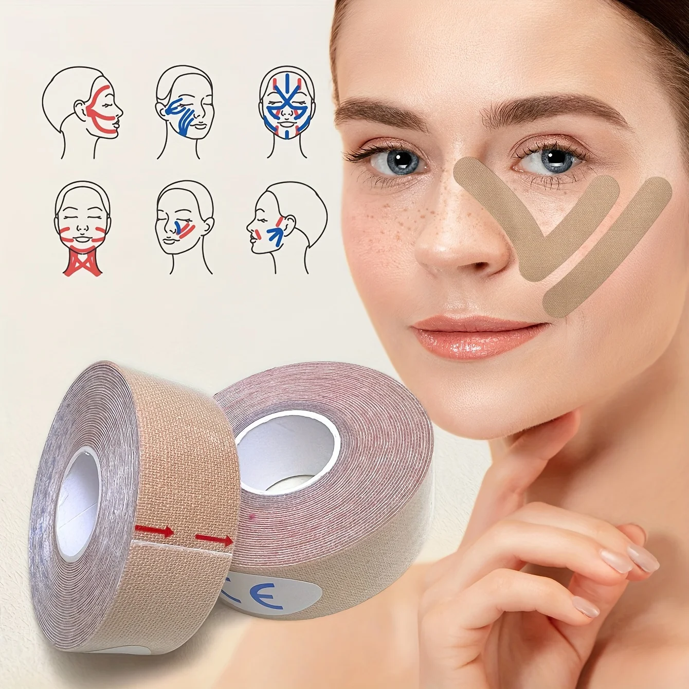 Elastic Face Lift Tape-Instantly Lifts Sagging Jowls,Neck Skin,and Double Chin for a Defined V Jawline-Reusable-0.98*196.85 inch 3