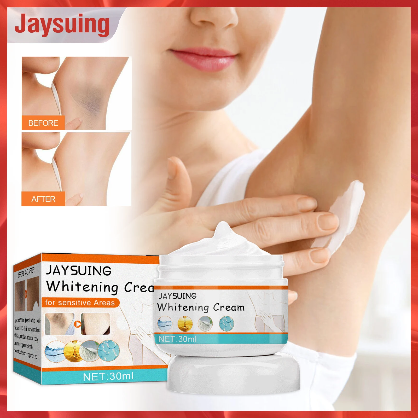 Jaysuing Whitening Cream Remove Melanin Brighten Body Underarm Inner Thigh Intimate Dark Moisturizing Bleaching Serum Skin Care whitening bleach cream brighten inner thigh intimate bleaching underarm knee moisturizing improve dull skin remove melanin cream