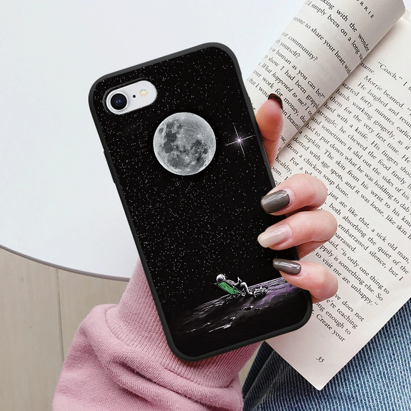 Floral Silicone Phone Case with Cute Cat & Bear Design - Soft Protective Back Cover